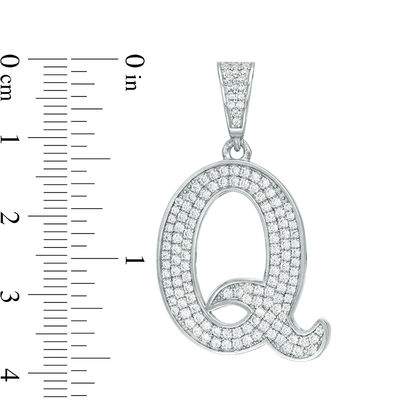 Cubic Zirconia "Q" Initial Charm Pendant in Sterling Silver