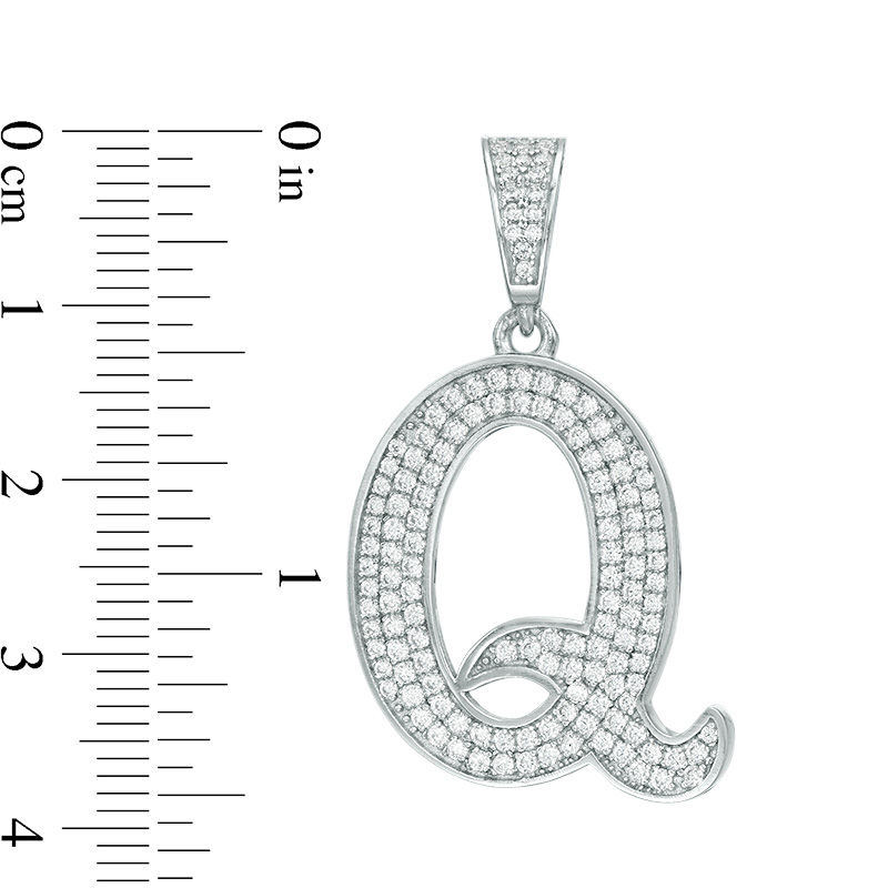 Cubic Zirconia "Q" Initial Charm Pendant in Sterling Silver