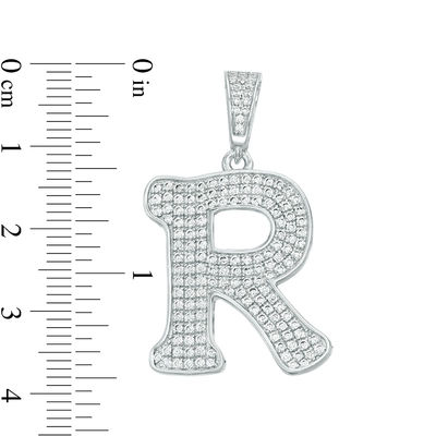 Cubic Zirconia "R" Initial Charm Pendant in Sterling Silver