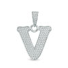 Thumbnail Image 1 of Cubic Zirconia "V" Initial Charm Pendant in Sterling Silver