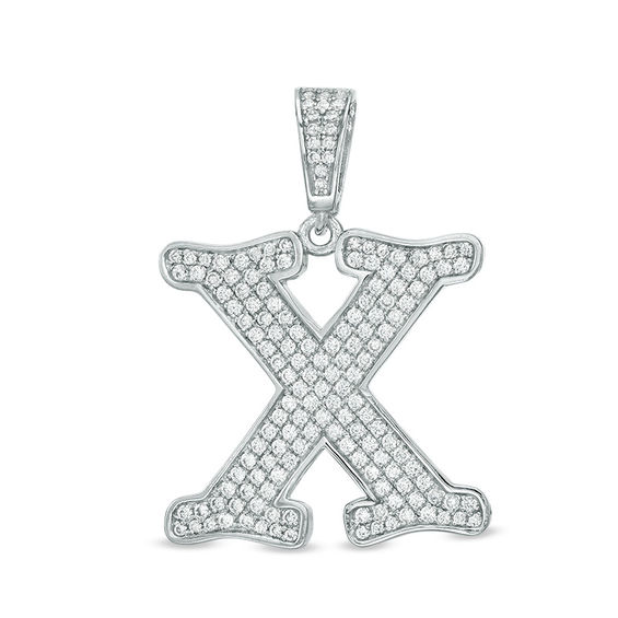 Cubic Zirconia "X" Initial Charm Pendant in Sterling Silver