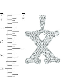 Cubic Zirconia "X" Initial Charm Pendant in Sterling Silver