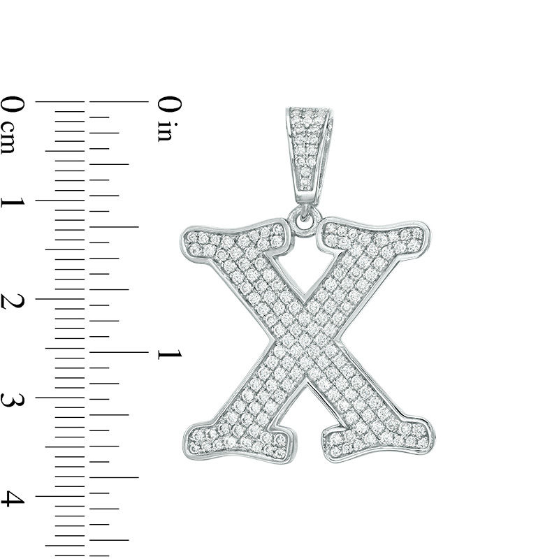 Main Image 2 of Cubic Zirconia "X" Initial Charm Pendant in Sterling Silver