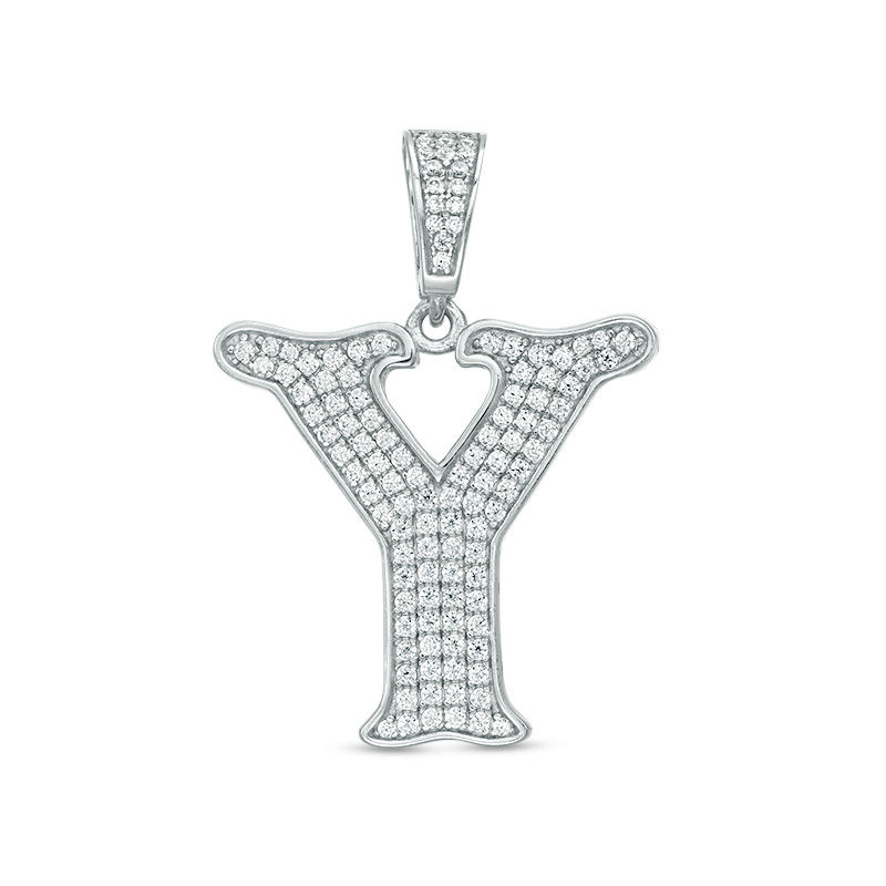 Cubic Zirconia "Y" Initial Charm Pendant in Sterling Silver