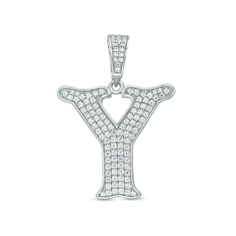 Main Image 1 of Cubic Zirconia "Y" Initial Charm Pendant in Sterling Silver
