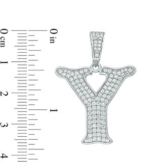 Cubic Zirconia "Y" Initial Charm Pendant in Sterling Silver