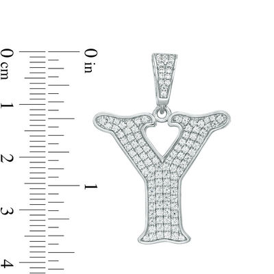 Cubic Zirconia "Y" Initial Charm Pendant in Sterling Silver