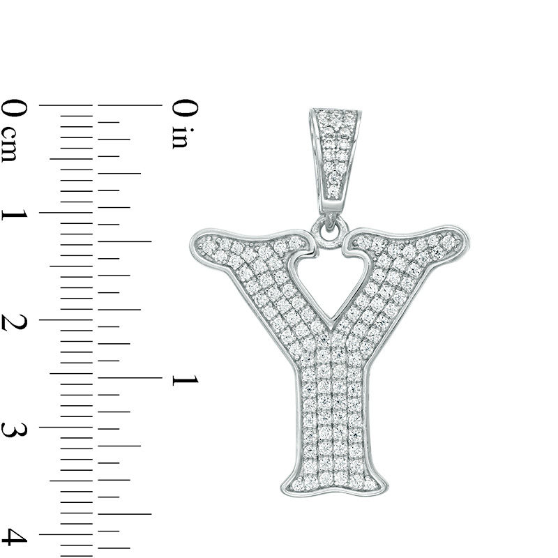 Main Image 2 of Cubic Zirconia "Y" Initial Charm Pendant in Sterling Silver