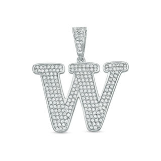 Cubic Zirconia "W" Initial Charm Pendant in Sterling Silver