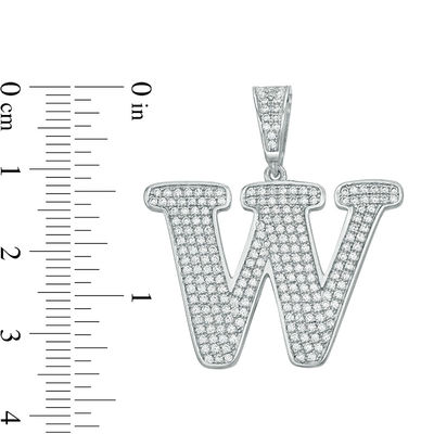 Cubic Zirconia "W" Initial Charm Pendant in Sterling Silver