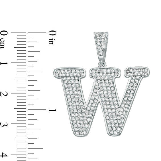 Cubic Zirconia "W" Initial Charm Pendant in Sterling Silver