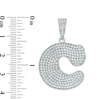 Cubic Zirconia "C" Initial Charm Pendant in Sterling Silver