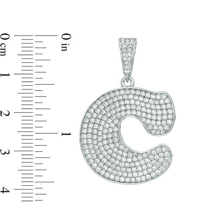 Cubic Zirconia "C" Initial Charm Pendant in Sterling Silver