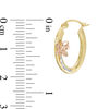 Thumbnail Image 2 of Diamond-Cut Butterfly Oval Hoop Earrings in 10K Tri-Tone Gold