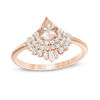 Thumbnail Image 0 of Pear-Shaped Morganite and Lab-Created White Sapphire Fan Ring in 10K Rose Gold