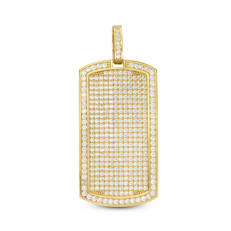 Main Image 1 of Cubic Zirconia Pavé Dog Tag Necklace Charm in 10K Gold