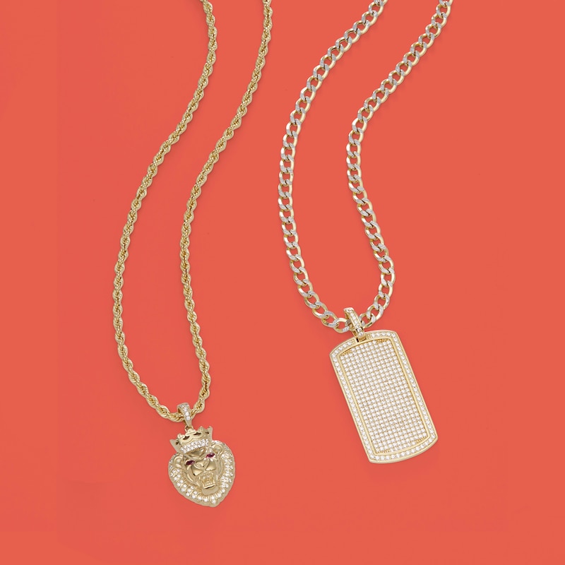 Main Image 2 of Cubic Zirconia Pavé Dog Tag Necklace Charm in 10K Gold