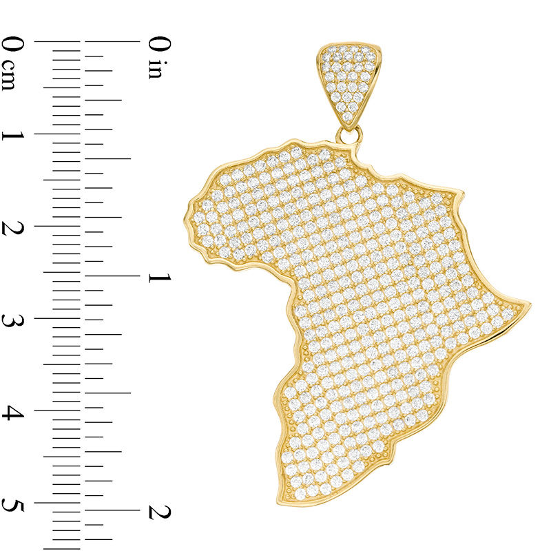 Cubic Zirconia Pavé Africa Necklace Charm in 10K Gold