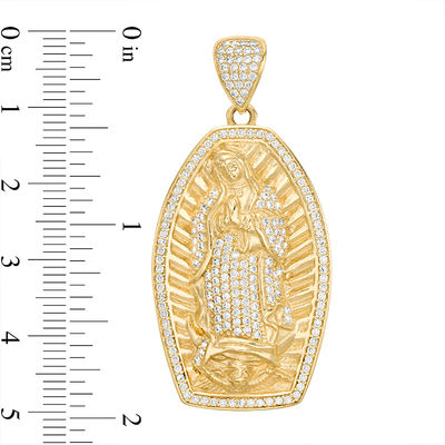 Cubic Zirconia Our Lady of Guadalupe Necklace Charm in 10K Gold