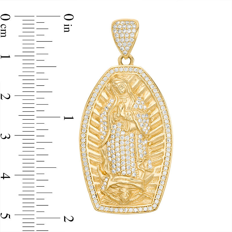 Cubic Zirconia Our Lady of Guadalupe Necklace Charm in 10K Gold