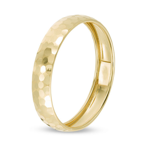 4mm Hammered Wedding Band in 10K Gold - Size 10