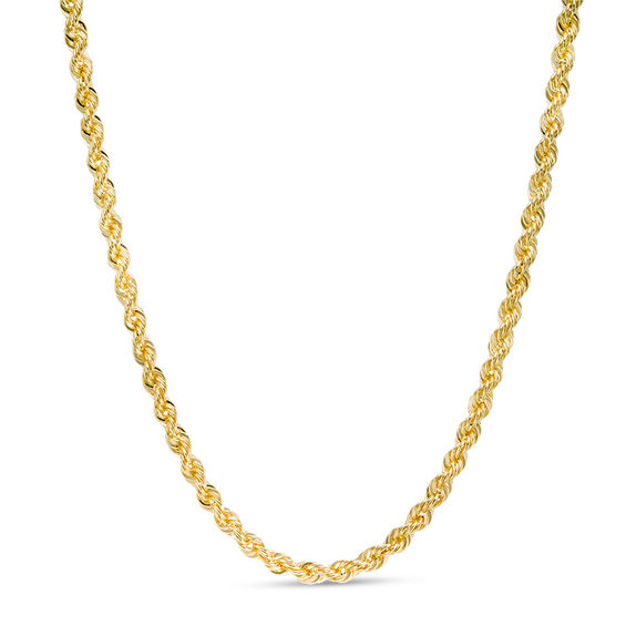 020 Gauge Rope Chain Necklace in 14K Hollow Gold