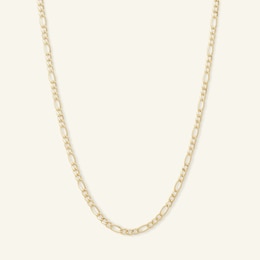 060 Gauge Figaro Chain Necklace in 14K Hollow Gold - 22&quot;