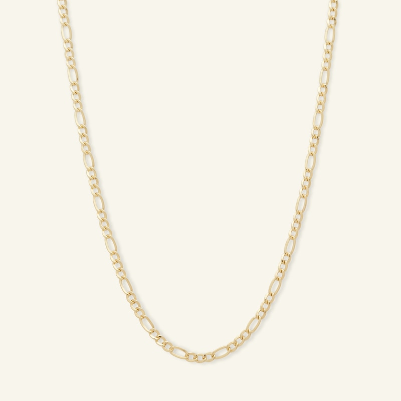060 Gauge Figaro Chain Necklace in 14K Hollow Gold - 22"