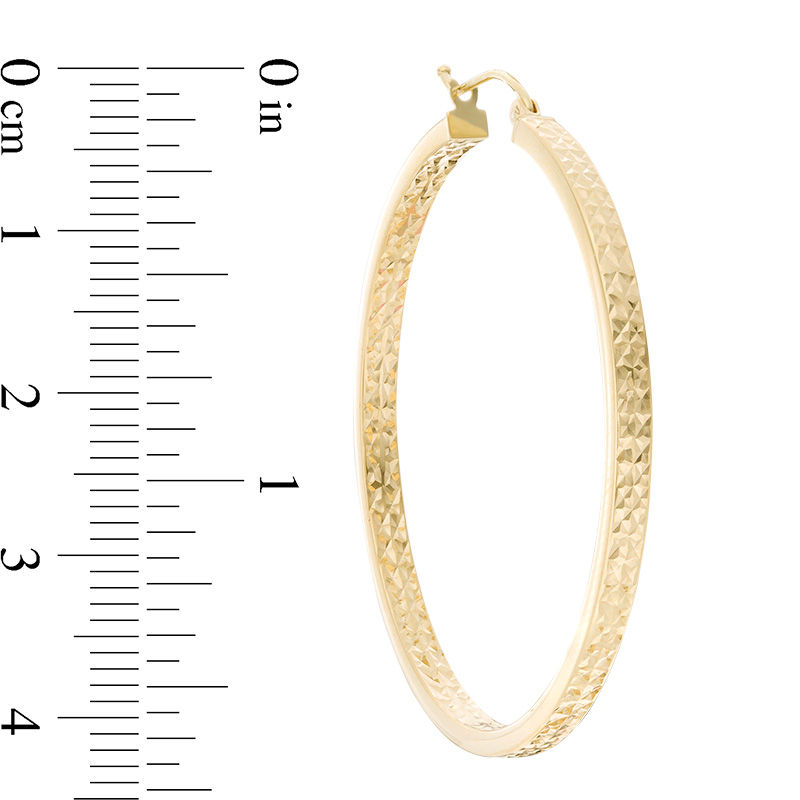 Main Image 2 of 43mm Diamond-Cut Square Tube Inside-Out Hoop Earrings in 14K Gold
