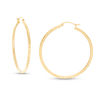 14K Tube Gold Diamond-Cut Hoop Earrings