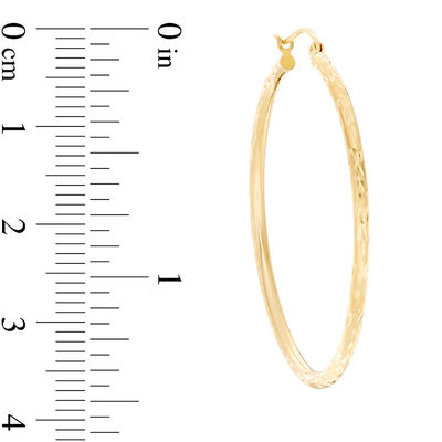 14K Tube Gold Diamond-Cut Hoop Earrings