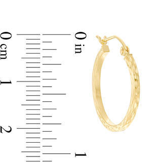 20mm Diamond-Cut Square Tube Hoop Earrings in 14K Gold