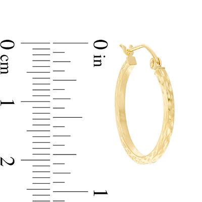 20mm Diamond-Cut Square Tube Hoop Earrings in 14K Gold