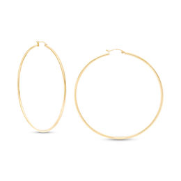 70mm Tube Hoop Earrings in 14K Gold