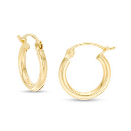 13mm Tube Huggie Hoop Earrings in 14K Gold