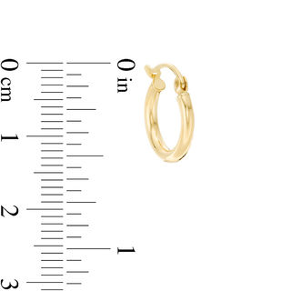 13mm Tube Huggie Hoop Earrings in 14K Gold