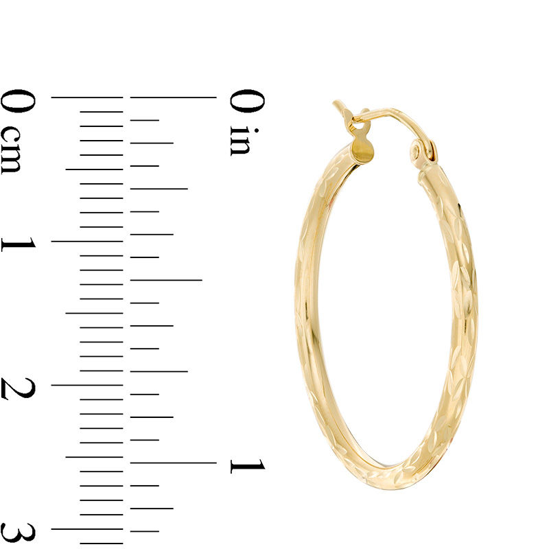 Main Image 2 of 27mm Diamond-Cut Tube Hoop Earrings in 14K Gold