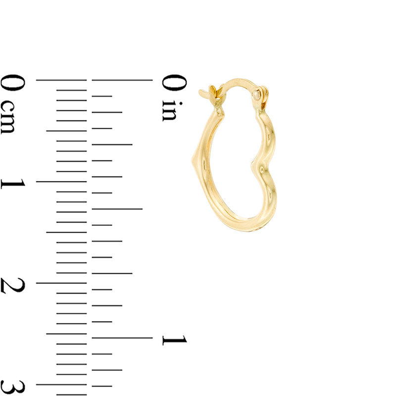 Tilted Heart Tube Hoop Earrings in 14K Gold