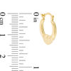 Multi-Finish Tube Hoop with Puff Heart Earrings in 14K Gold