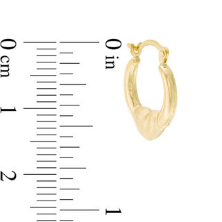 Multi-Finish Tube Hoop with Puff Heart Earrings in 14K Gold