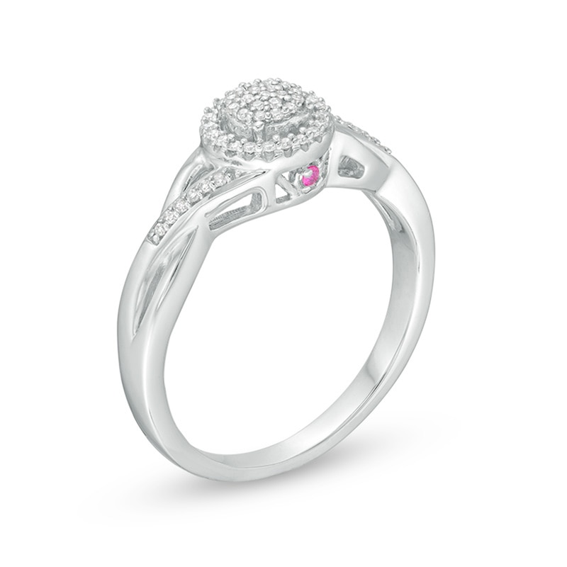 Sterling Silver Diamond and Pink Sapphire Ring