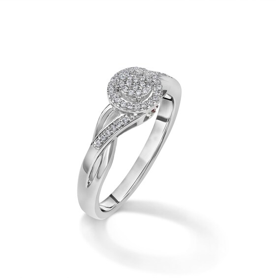 Sterling Silver 1/10 CT. T.W. Diamond and Pink Sapphire Ring