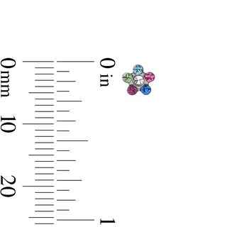 Multi-Color Crystal Daisy Stud Piercing Earrings in 14K Solid White Gold