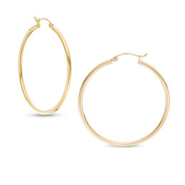 40mm Hoop Earrings in 14K Tube Gold