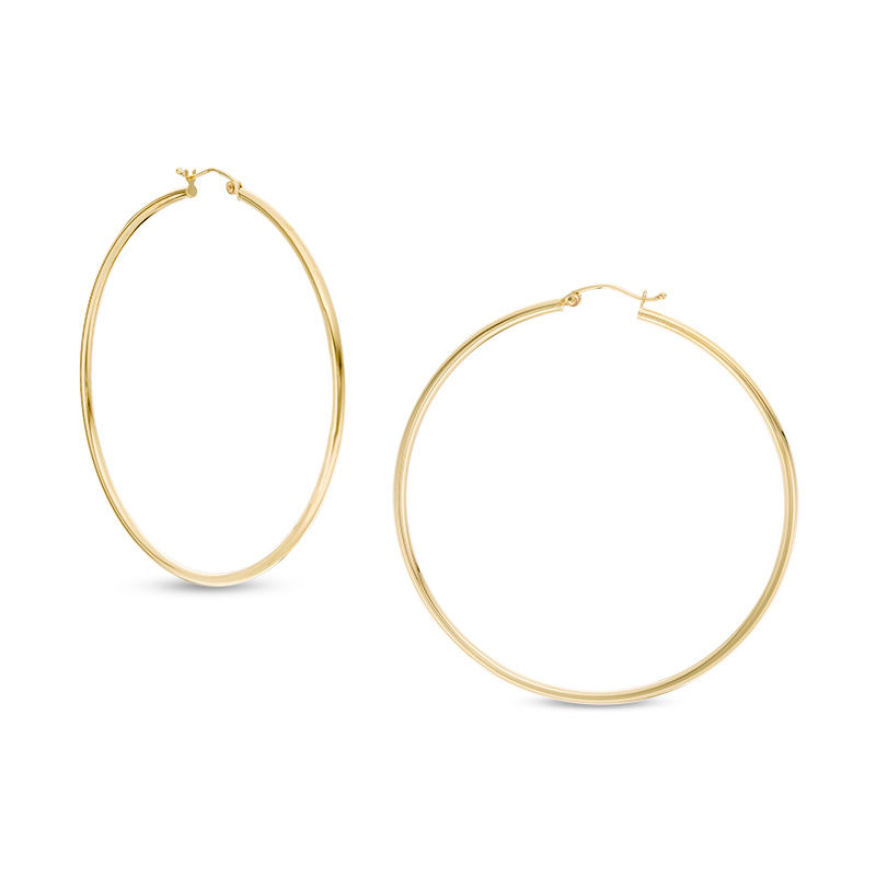 60mm Tube Hoop Earrings in 14K Gold | Banter