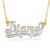 Thumbnail Image 0 of Script Name and Beaded Triple Scroll Necklace in Sterling Silver and 14K Gold Plate (1 Line)