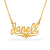 Thumbnail Image 1 of Script Name with Heart Accent and Open Scroll Necklace in Brass with 14K Gold Plate (1 Line)