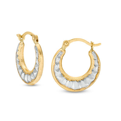 Child's 13mm Puffed Spike Hoop Earrings in 10K Two-Tone Gold
