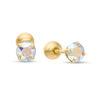 Thumbnail Image 0 of Child's Reversible 4mm Iridescent Cubic Zirconia and Polished Ball Stud Earrings in 14K Gold