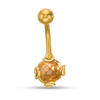 Thumbnail Image 1 of 014 Gauge Yellow Glass Ball with Swirl Accent Belly Button Ring in Stainless Steel with Yellow IP